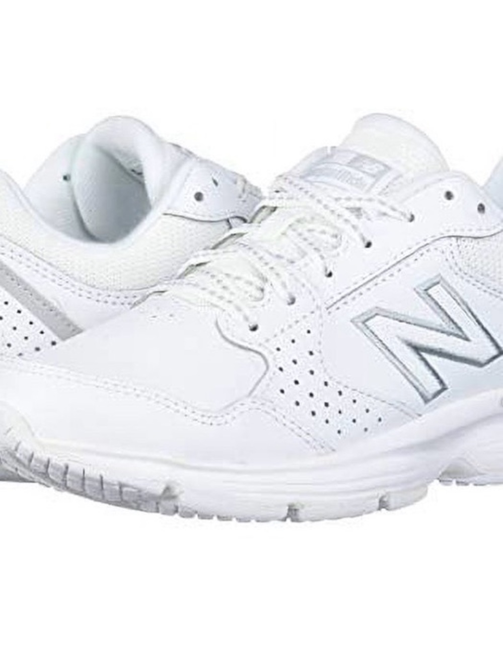 New Balance White Leather Athletic Sneakers with Silver Logo (NEW)